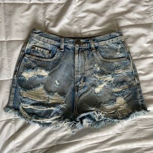 Distressed Denim Shorts